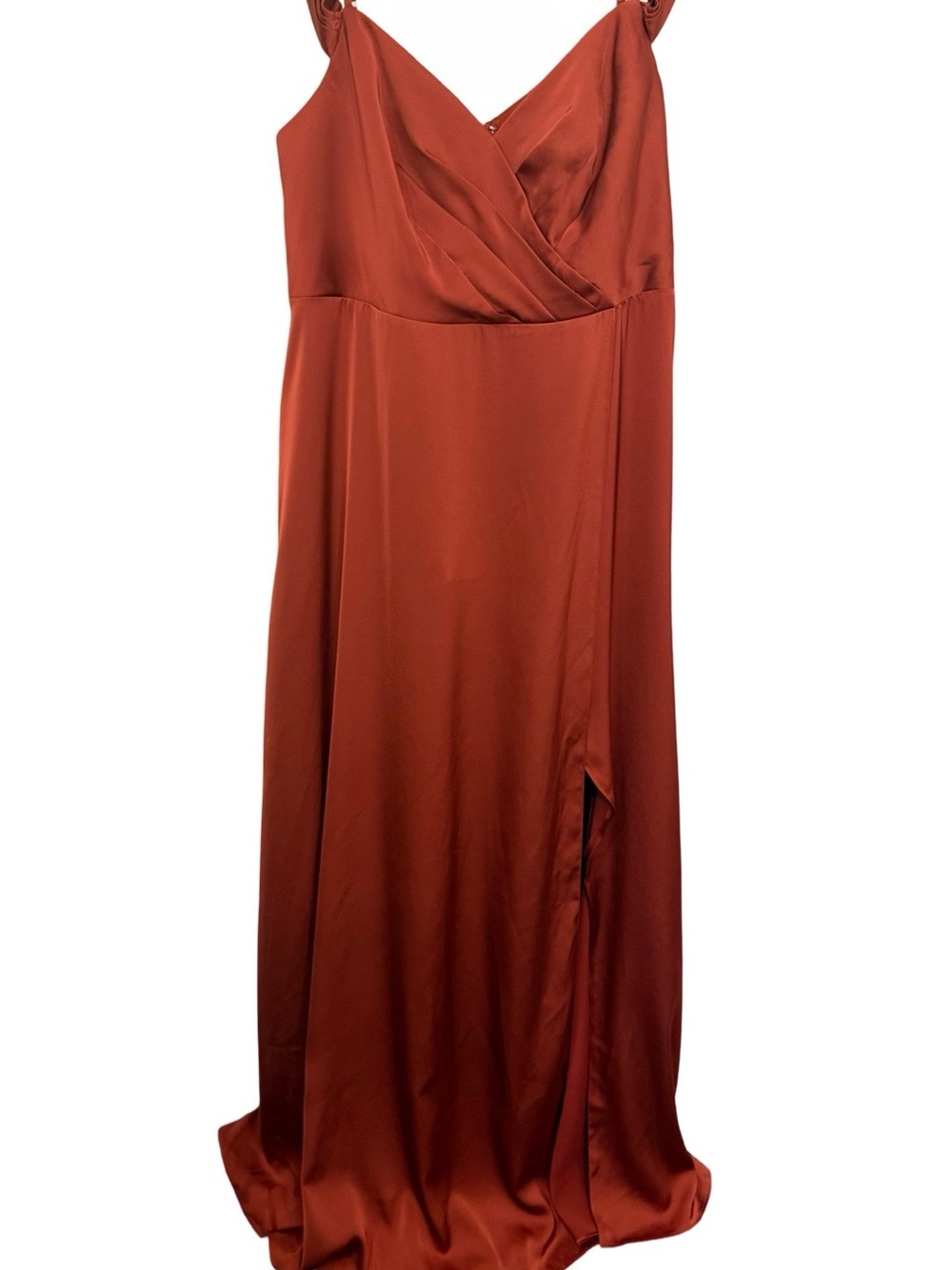 Azazie Rust Satin Maxi Dress Size A18 Formal Bridesmaid Evening Gown